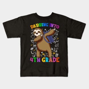 Dabbing Into 4th Grade Sloth Shirt Back To School Gifts Kids T-Shirt